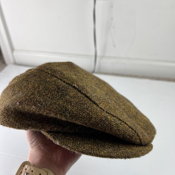 Stetson Wool Brown Tweed Flat Cap Mens small Stiff Button Brim Rounded Back - Picture 7 of 7